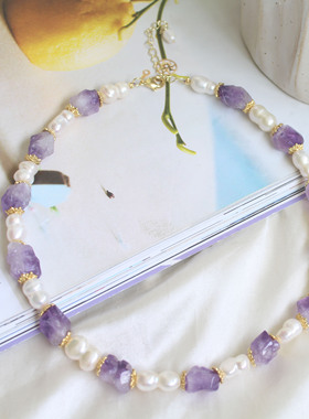 巴洛克葫芦珍珠薰衣草紫水晶项链