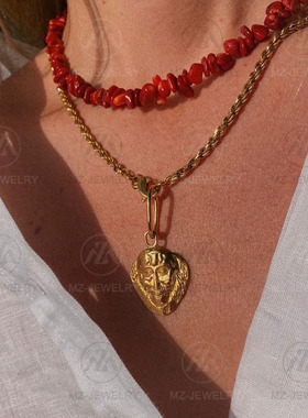 红色时髦气质锁骨链欧美情侣项链