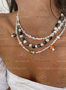 墨西哥小众设计锁骨链淡水珍珠