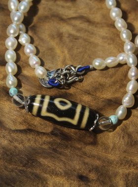 真品玛瑙天珠绿松藏式项链复古女