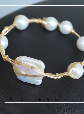 欧美风异形天然淡水珍珠夸张手环