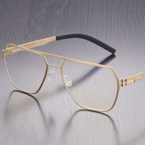 无螺丝眼镜框架金银黑色宽脸男超轻时尚方形弹性近视散光配镜CT08 - 图2