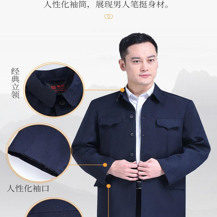 秋冬季中山装男中老年上衣中山服老人外套老年人爷爷装爸爸军干服 - 图3