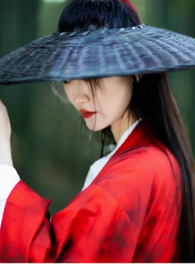 古风道具斗笠大侠帽有顶竹帽古装侠客影视舞蹈剧汉服拍照黑色配饰