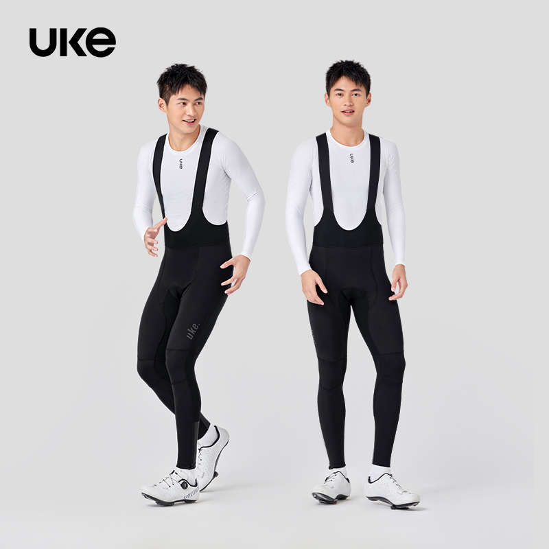 UKE骑行裤男子秋冬防风抓绒保暖EIT坐垫公路车背带长裤云川