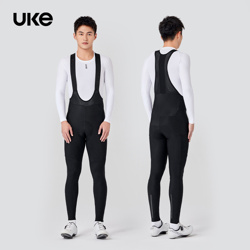 UKE骑行裤男子秋冬抓绒储物背带长裤保暖锁温防泼水竞技追风