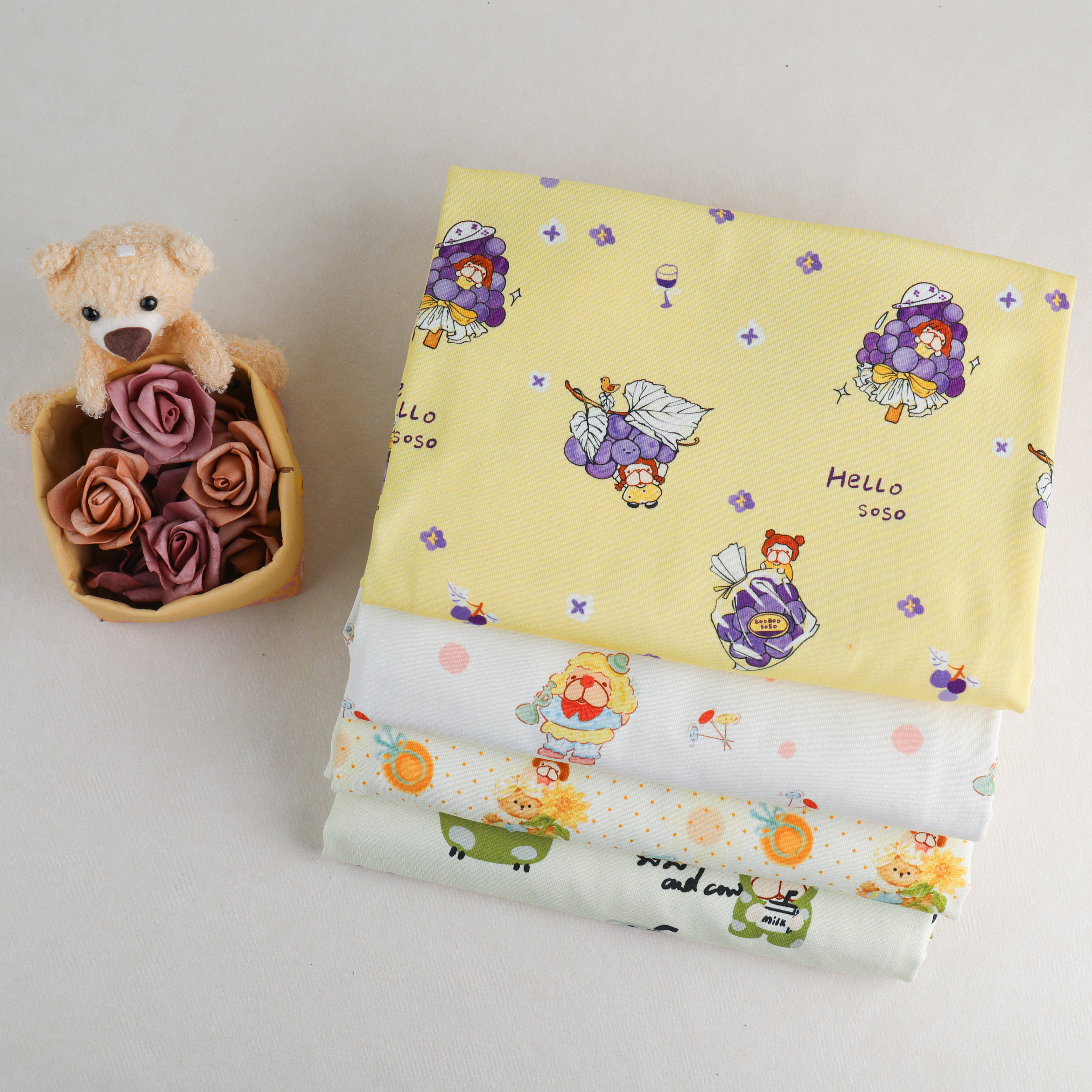 清仓    卡通纯棉螺纹针织     两件八折  四件六折 高弹双面拉,淘宝优惠券,粉丝福利购,淘宝优惠卷