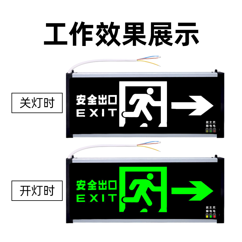 安全出口消防应急指示牌新国标LED灯插电紧急疏散逃生通道标志灯-图2