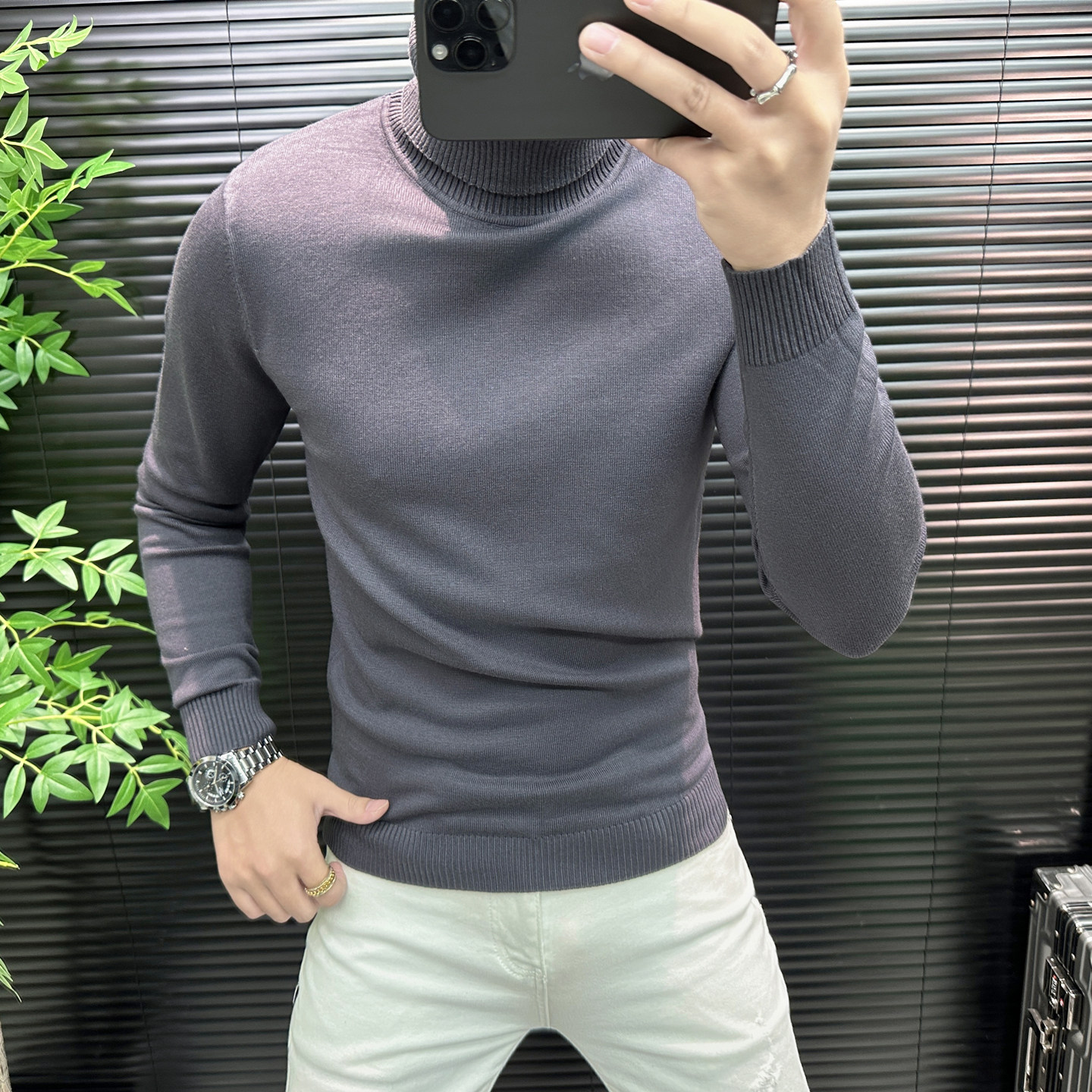 高端简约秋冬男士高领毛衣韩版修身纯色保暖内搭男针织衫打底毛衣,淘宝优惠券,粉丝福利购,淘宝优惠卷