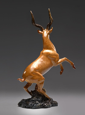 领头羊招财摆件 黄铜生肖羊家居工艺品 三羊开泰办公室客厅摆设