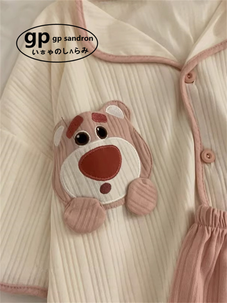 日本小众gp卡通睡衣女夏季薄款短袖纯棉草莓熊网红家居服学生套装,淘宝优惠券,粉丝福利购,淘宝优惠卷