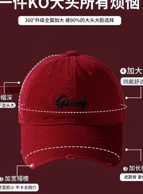 日本代购红字母复古棒球帽显脸小