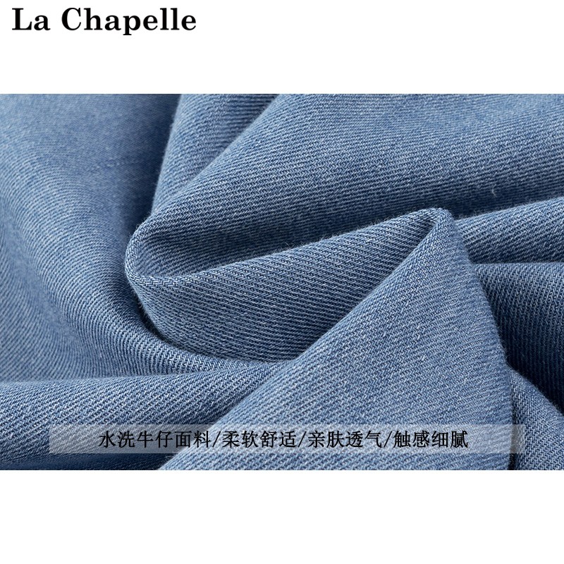 拉夏贝尔/La Chapelle夏装新款短袖水洗牛仔外套薄款女韩版短上衣