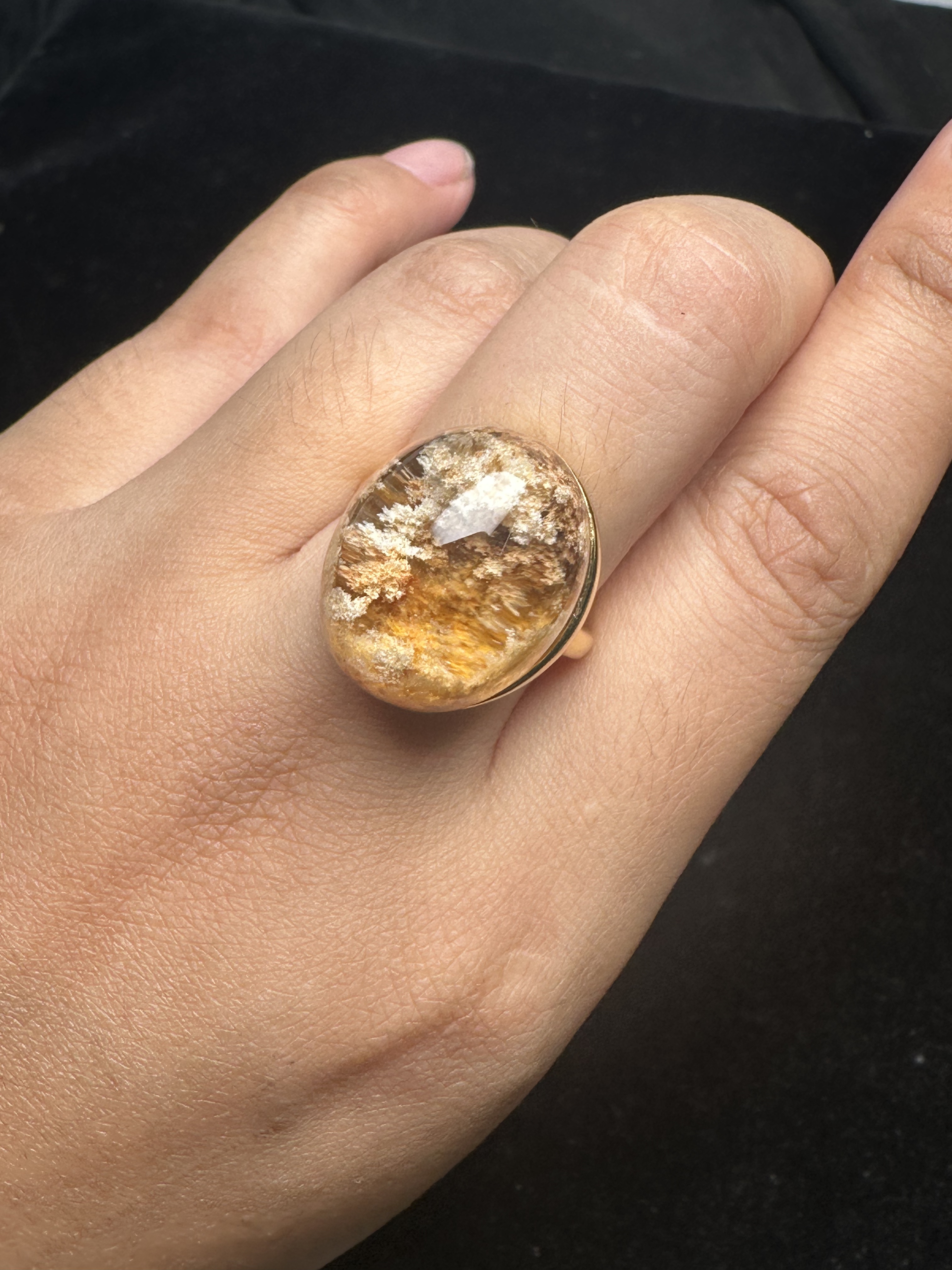 Pure natural ghost ring, 925 silver inlaid with live mouth, stone size 16*19mm, weight 10 grams, fidelity