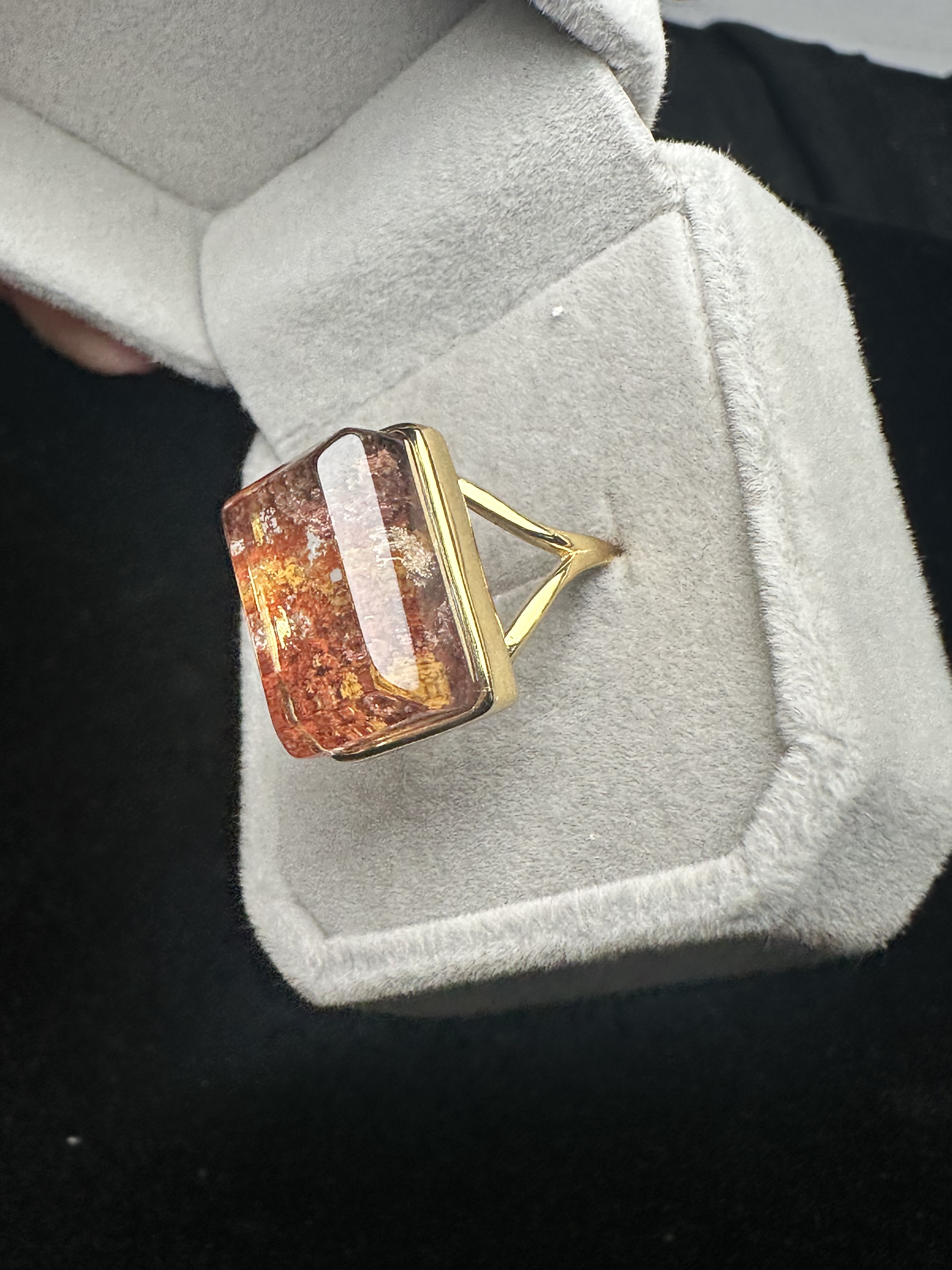 Pure natural ghost ring, 925 silver inlaid with live mouth, stone size 17*12mm, weight 7.4 grams, fidelity