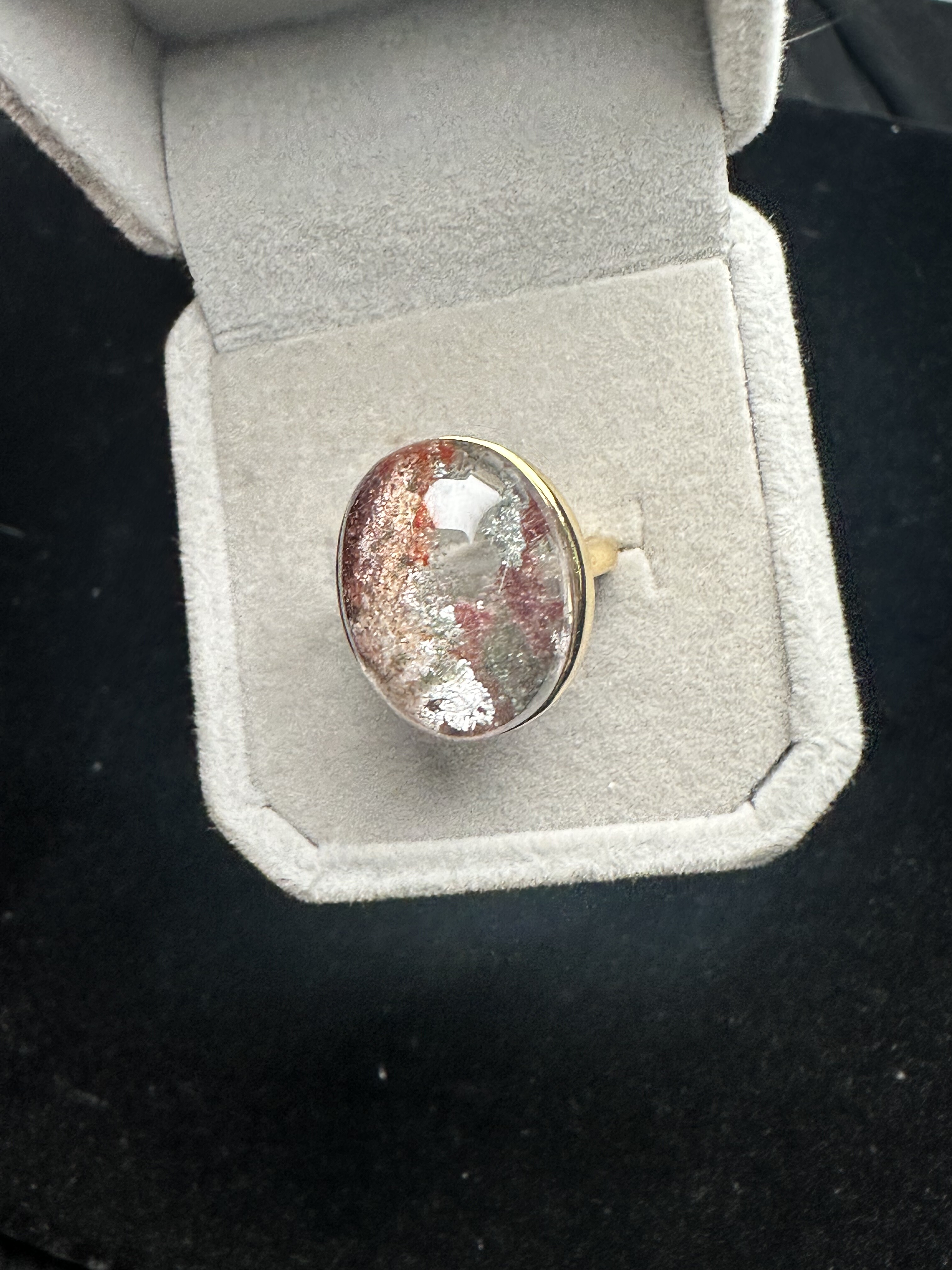 Pure natural ghost ring, 925 silver inlaid with live mouth, stone size 17*21mm, weight 8.6 grams, fidelity