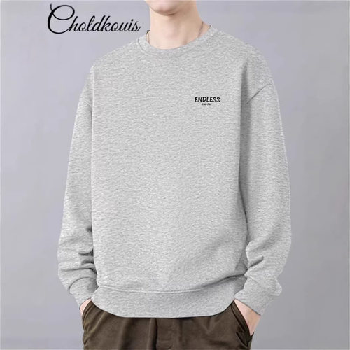 重磅圆领卫衣男生春秋季美式复古潮牌套头上衣服百搭休闲宽松外套 - 图1