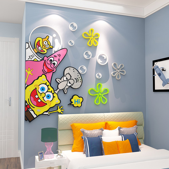 Children's room layout girl 3d three-dimensional wall stickers
