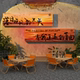 Internet celebrity check-in layout outdoor mountain camping wall decoration atmosphere B&B courtyard sunset background coffee shop