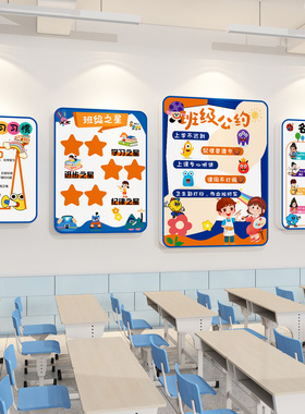 家长公约培训机构海报班级文化墙面装饰贴托管中心形象幼儿园环创