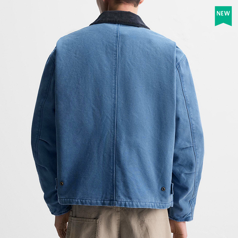 柜699！新款男装拼接领口夹克帆布水洗工装卡哈特夹棉外套4575250,淘宝优惠券,粉丝福利购,淘宝优惠卷