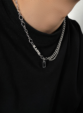 双层小众原创项链锁骨链情侣钛钢