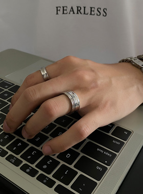 男钛钢嘻哈小众街头素圈戒指