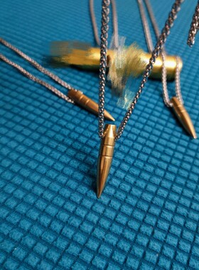 338狙子弹头项链 真弹壳真弹头 弹壳工艺品 退伍纪念品 军恋饰品