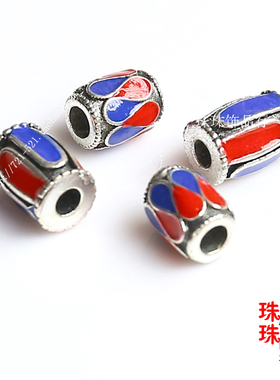 DIY散珠饰品配件 纯铜滴油景泰蓝隔珠直管 珐琅套管手链百搭配饰