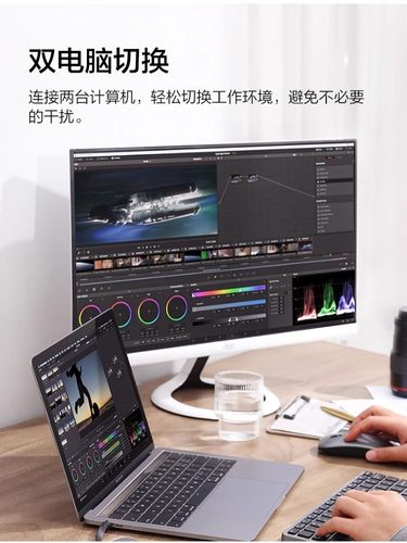 ATEN宏正CS22U KVM切换器2口VGA二进一出键盘鼠标共享器显示器切屏器2K高分辨率带线带线控两台电脑共用 - 图0