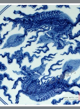 景德镇陶瓷青花瓷仿明成化瓷仿明成化青花麒麟纹呙盘工艺品摆件