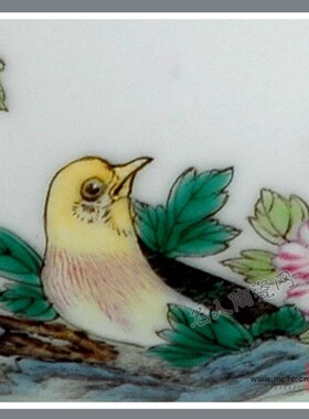 仿古瓷景德镇名人陶瓷仿清雍正珐琅彩锦鸡牡丹纹碗工艺品摆件