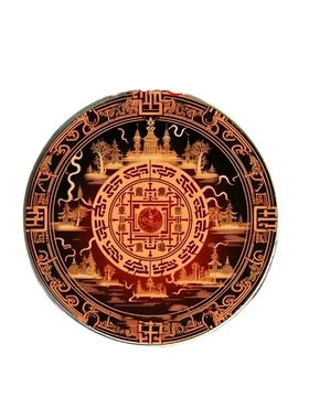 太极八卦五路财神莲花吊坠