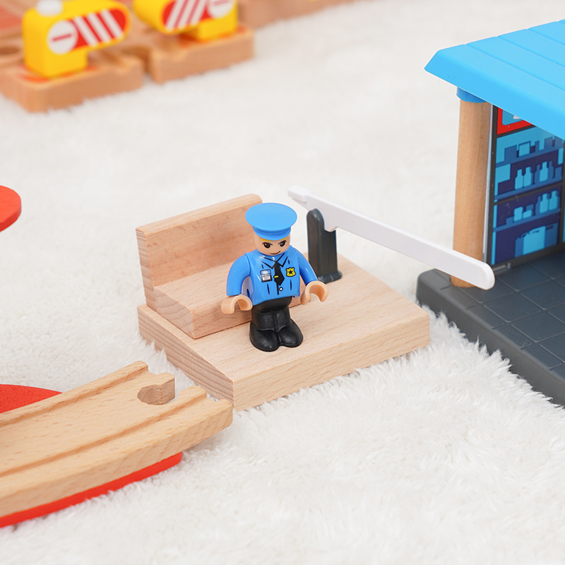 木制轨道火车站台停靠站兼容布里奥木质百变勒酷小火车配件车玩具 - 图0