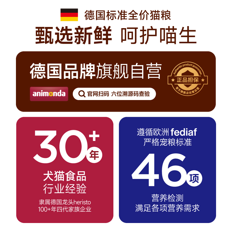 德国animonda爱诺德卡昵全价烘焙猫粮成幼猫鲜鸡肉低敏无谷物猫粮 - 图0
