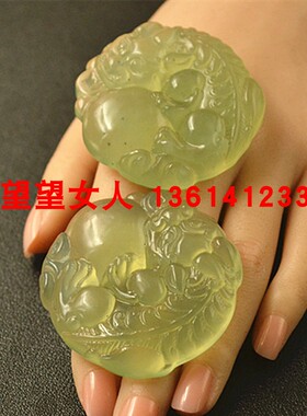 冰种岫玉雕刻财源滚滚吊坠项坠