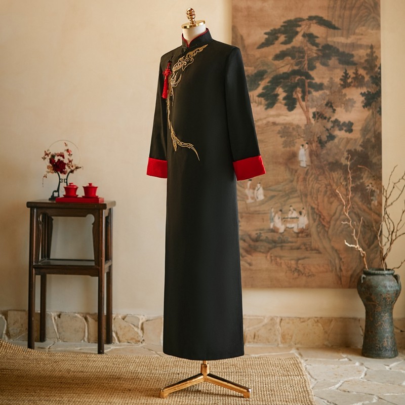 新中式国风男袍伴郎服兄弟团新郎接亲服主持司仪年会演出相声服男,淘宝优惠券,粉丝福利购,淘宝优惠卷