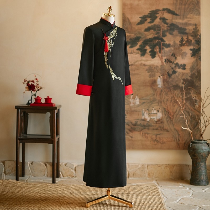 新中式国风男袍伴郎服兄弟团新郎接亲服主持司仪年会演出相声服男,淘宝优惠券,粉丝福利购,淘宝优惠卷