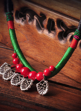 手工民族风蜡线年会长命锁包邮