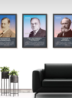 心理咨询室布置挂图世界心理学家装饰画心理辅导室装饰走廊墙壁画