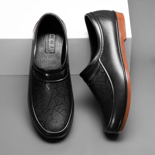 Botas de agua de plástico con suela tendinosa para hombre, zapatos de cocina de tubo corto y escotados