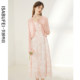 DIY rose ribbon resort style printed dress