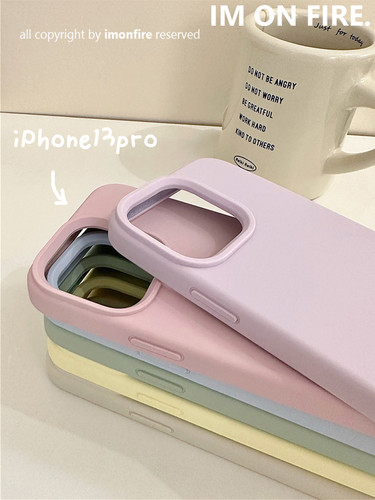 IMONFIRE韩国ins温柔奶油糖果简约纯色高级软糯液态硅胶iPhone13promax14plus17pro适用苹果15pro16手机壳 - 图3