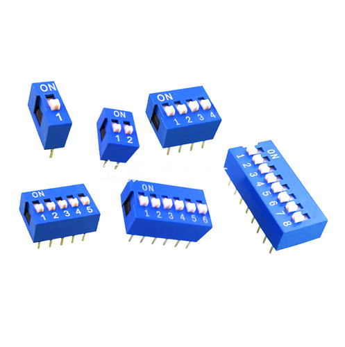 2.54mm 红色/蓝色拨码开关 1P/2P/3P/4P/5P/6P/8P/10P位 直插平拨 - 图1
