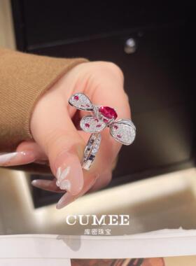 气质花朵红宝石首饰套装