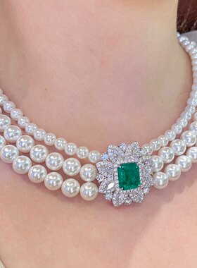 晚宴款气质姐姐推荐人工澳白贝珠珍珠项链.银镀金