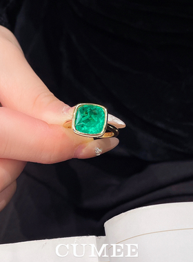 CUMEE甜美银镀金祖母绿套装