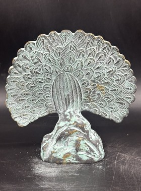 批发仿 青铜孔雀开屏摆件 树脂做旧孔雀动物家居办公摆件工艺品