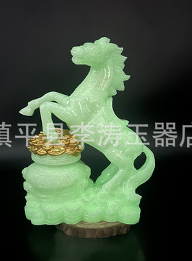 批发夜光元宝马摆件 树脂生肖元宝马家居办公摆件工艺品