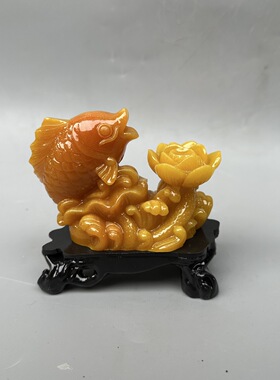 批发仿 寿山石连年有余摆件 树脂吉祥年年有鱼家居办公摆件